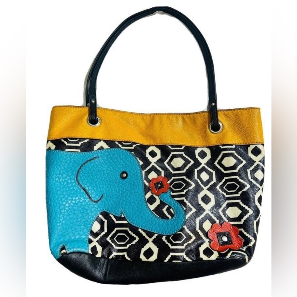 Relic Boho Faux Leather Elephant and Floral Patch Shoulder Purse Bag